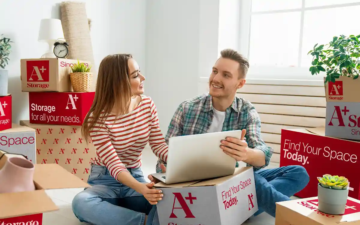 Happy Couple with A Plus Storage Boxes